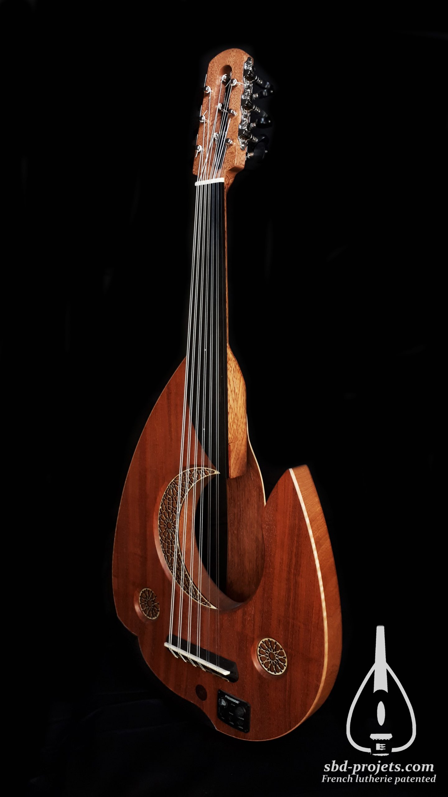 Oud moon electric silent- arabic red bubinga luthiery noir right